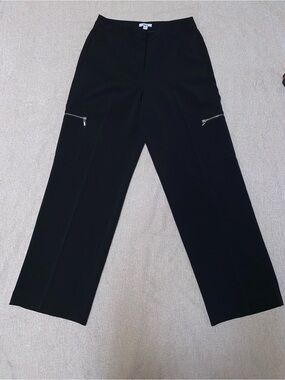 Bar III Black High Rise Zip-Pocket Cargo Straight Leg Pants - Size 8